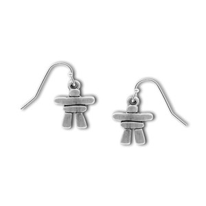 Burnished Pewter Inukshuk Dangle Earrings